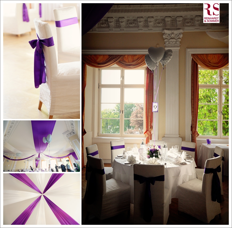 Saaldekoration bei einer Hochzeit auf Schloss Boitzenburg