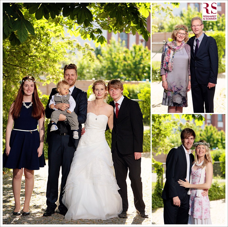 Familienfotos am Nachmittag der Hochzeit