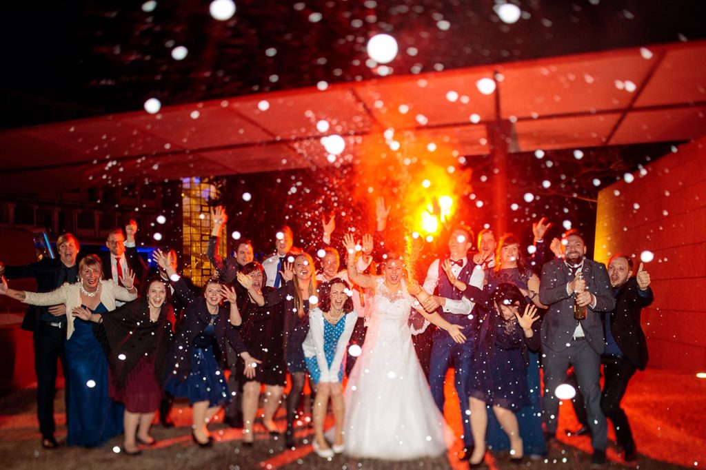 Champagnerdusche bei Hochzeit im Hotel in Potsdam
