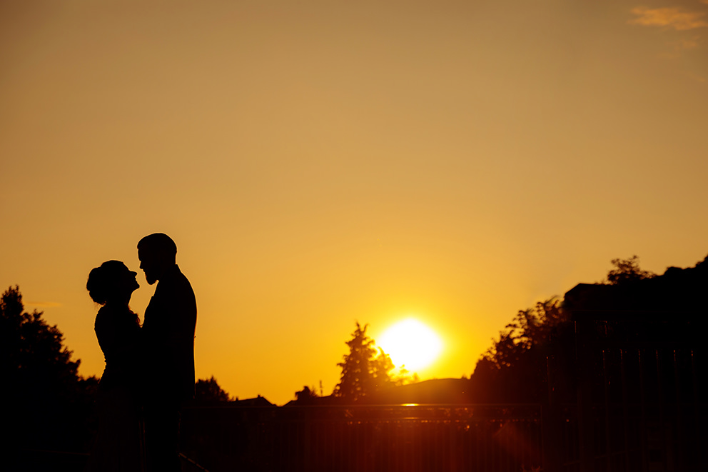 Hochzeitsbilder im Sonnenuntergang