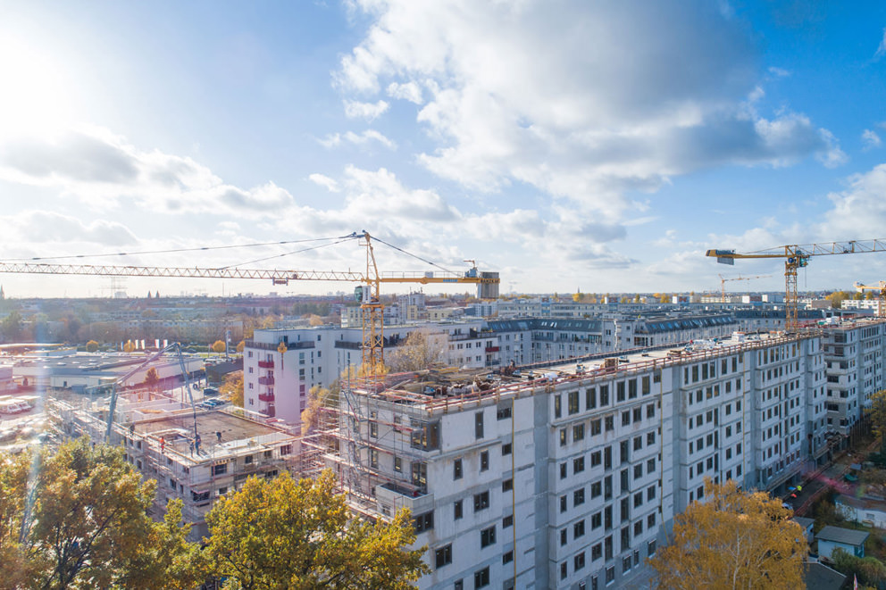 Luftbild einer Baustelle zur Dokumentation des Baufortschritts in Berlin Luftbild einer Baustelle zur Dokumentation des Baufortschritts in Berlin