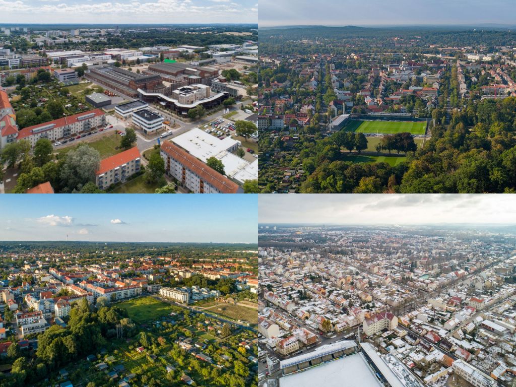 Babelsberg in Drohnenfotos: Karli, Filmstudios und Gewerbegebiet