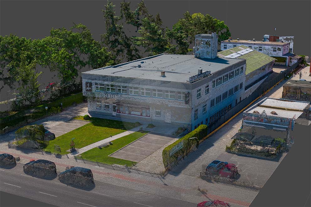 Digitaler Zwilling eines Gebäudes durch Photogrammetrie für ein 3D-Modell Digitaler Zwilling eines Gebäudes durch Photogrammetrie für ein 3D-Modell