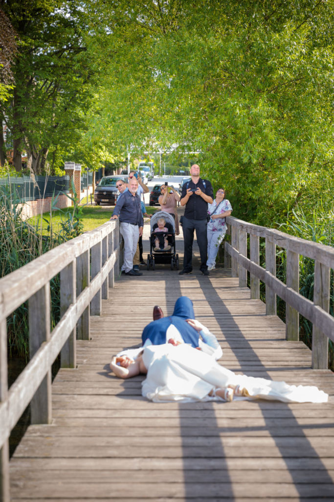 Wedding photographer taking pictures with a drone